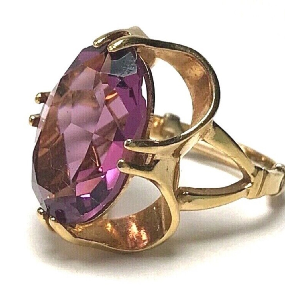 18K gold plated GE Elegant Purple Gemstone Ring. Size 5 1/2 - Picture 6 of 10